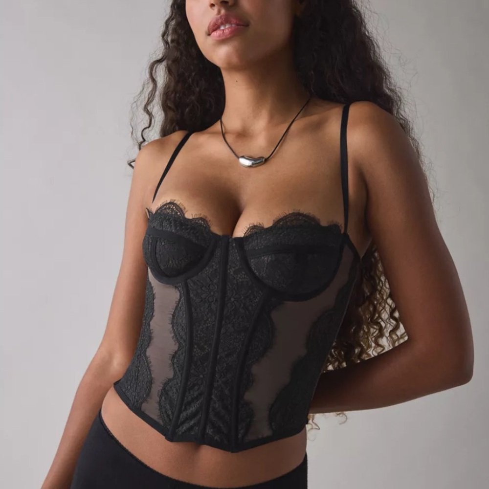 Urban Outfitters Black Lace Corset Top